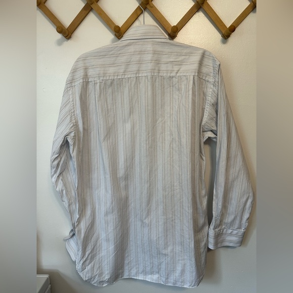 Ermenegildo Zegna Woven Grid Burgundy Check Spread Collar Shirt Size 42/16.5 - Picture 6 of 6